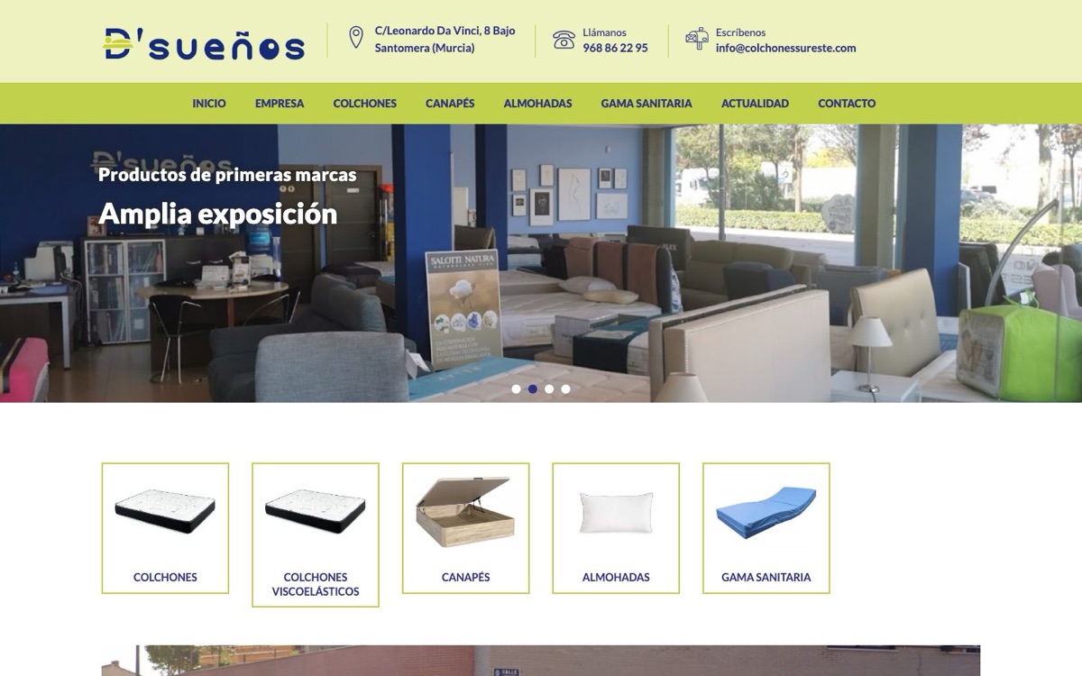 Página de inicio de Colchones Sureste
